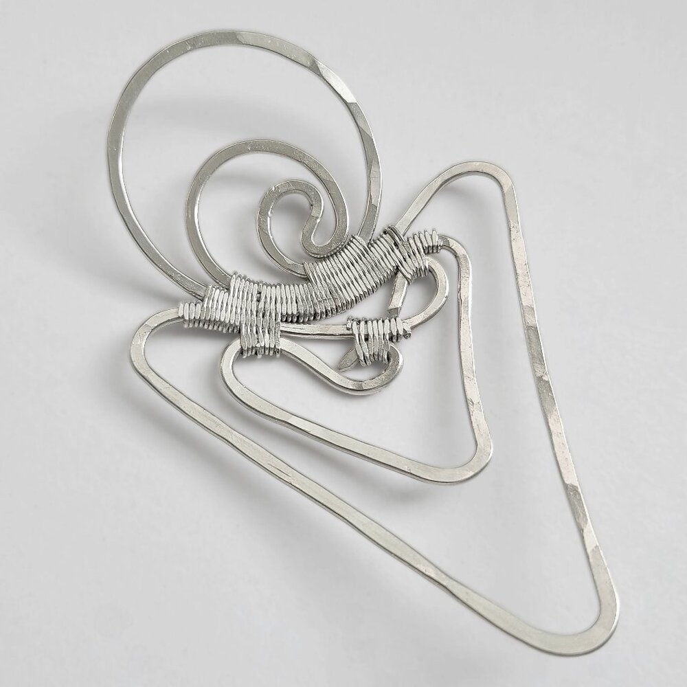 Vtg Silver Artisan Sweater, Scarf, & Shawl Pin Brooch + Hair Accessory EUC - Picture 7 of 11